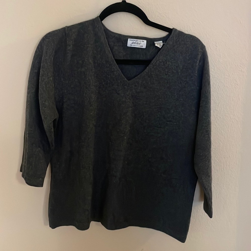 Dark gray two-ply 100% cashmere sweater